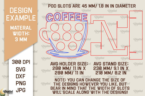 Coffee Pod Holder Laser Cut. Capsule Holder SVG SVG Evgenyia Guschina 