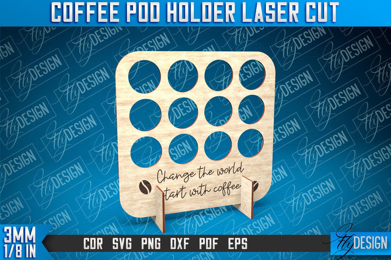 Coffee Pod Holder Laser Cut | Laser Cut Design | CNC File SVG Fly Design 