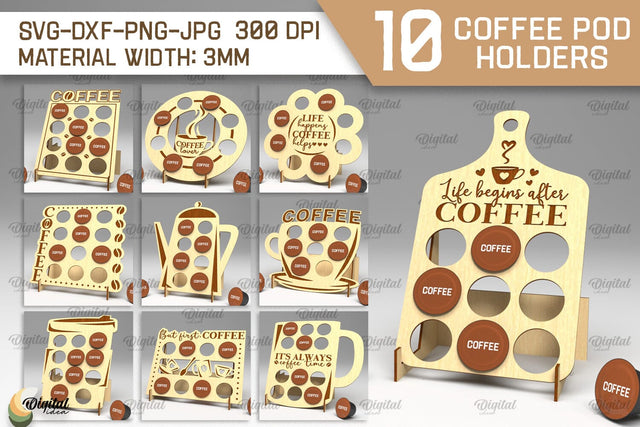 Coffee Pod Holders Laser Cut Bundle. Capsule Holders SVG SVG Evgenyia Guschina 