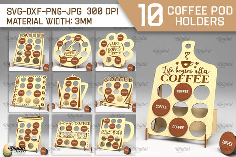 Coffee Pod Holders Laser Cut Bundle. Capsule Holders SVG SVG Evgenyia Guschina 