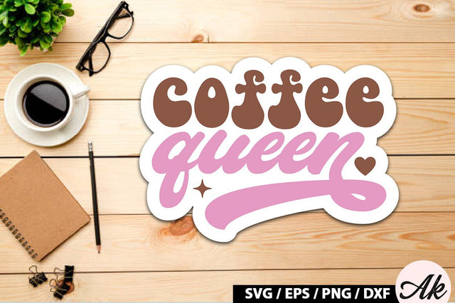 Coffee queen Retro Sticker SVG akazaddesign 