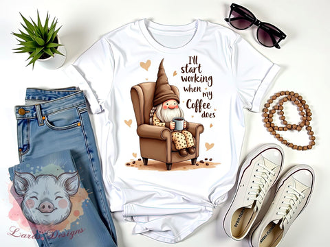 Coffee Quote, Gnome PNG, Coffee Lover, Cute Gnome, Funny Coffee Art, Beverage Sublimation, Digital Download, Gnome Decor Sublimation Lara' s Designs 