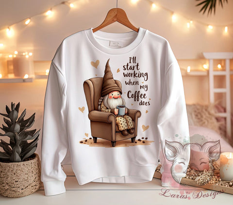Coffee Quote, Gnome PNG, Coffee Lover, Cute Gnome, Funny Coffee Art, Beverage Sublimation, Digital Download, Gnome Decor Sublimation Lara' s Designs 