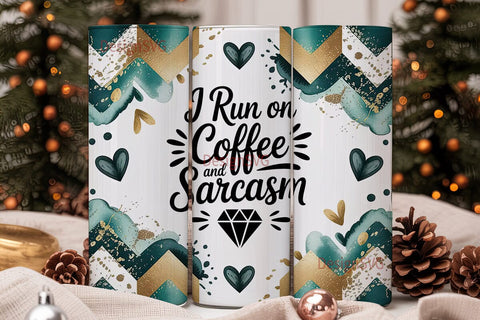 Coffee & Sarcasm Tumbler Wrap Sublimation DesignSVG 