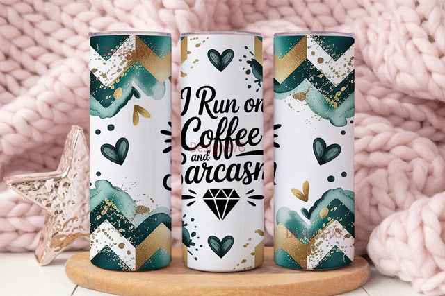 Coffee & Sarcasm Tumbler Wrap Sublimation DesignSVG 