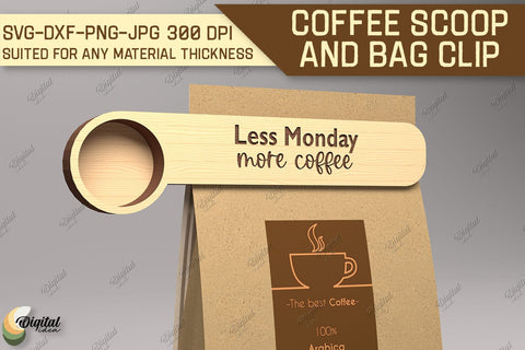 Coffee Scoop And Bag Clip SVG Bundle. Coffee Scoop Laser Cut SVG Evgenyia Guschina 