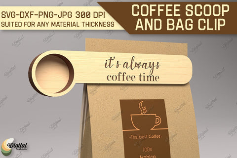 Coffee Scoop And Bag Clip SVG Bundle. Coffee Scoop Laser Cut SVG Evgenyia Guschina 
