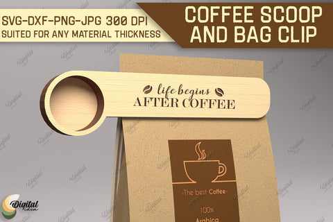 Coffee Scoop And Bag Clip SVG Bundle. Coffee Scoop Laser Cut SVG Evgenyia Guschina 