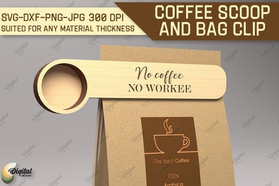 Coffee Scoop And Bag Clip SVG. Coffee Scoop Laser Cut SVG Evgenyia Guschina 