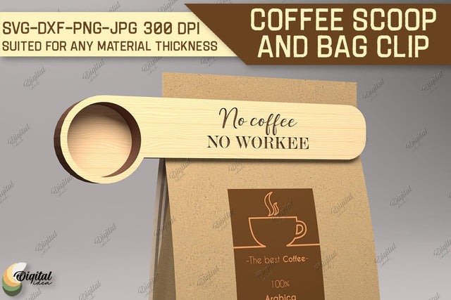 Coffee Scoop And Bag Clip SVG. Coffee Scoop Laser Cut SVG Evgenyia Guschina 