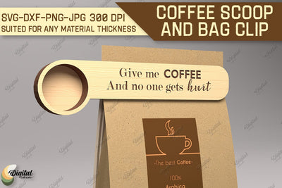 Coffee Scoop And Bag Clip SVG. Coffee Scoop Laser Cut SVG Evgenyia Guschina 