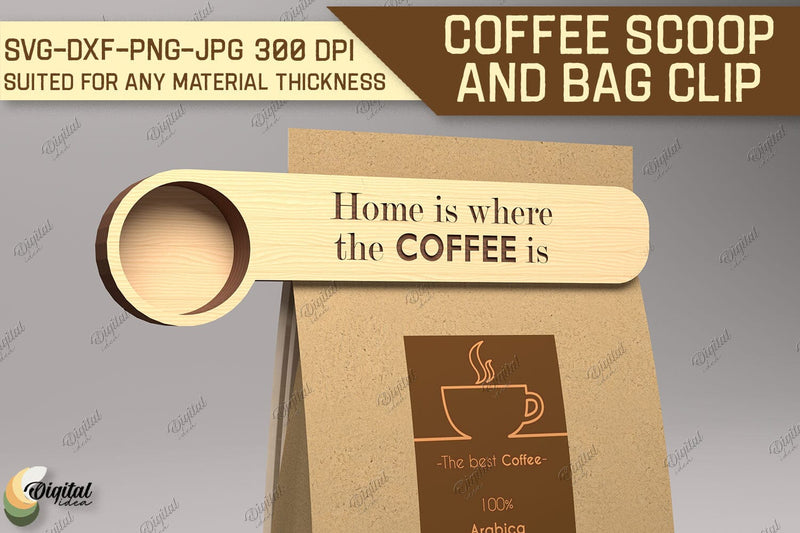 Coffee Scoop And Bag Clip SVG. Coffee Scoop Laser Cut SVG Evgenyia Guschina 