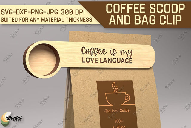 Coffee Scoop And Bag Clip SVG. Coffee Scoop Laser Cut SVG Evgenyia Guschina 