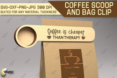 Coffee Scoop And Bag Clip SVG. Coffee Scoop Laser Cut SVG Evgenyia Guschina 