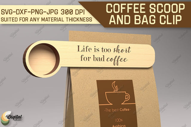 Coffee Scoop And Bag Clip SVG. Coffee Scoop Laser Cut SVG Evgenyia Guschina 