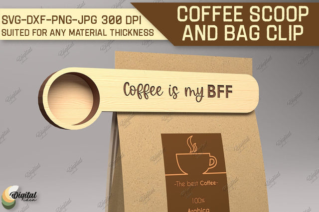 Coffee Scoop And Bag Clip SVG. Coffee Scoop Laser Cut SVG Evgenyia Guschina 