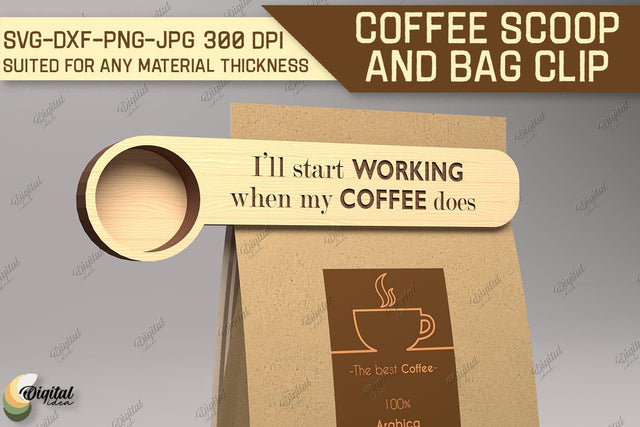 Coffee Scoop And Bag Clip SVG. Coffee Scoop Laser Cut SVG Evgenyia Guschina 
