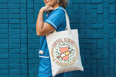 Coffee Scrubs & Rubber Gloves, Nurse Sublimation Sublimation CraftLabSVG 