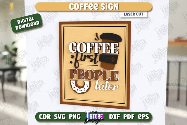 Coffee Sign Laser Cut | Coffee House | Coffee Shop | Interior Signage | CNC File SVG The T Store Design 