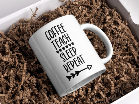 Coffee Sleep Teach Repeat SVG | Teacher PNG SVG Paige Cole Studio 