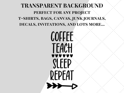 Coffee Sleep Teach Repeat SVG | Teacher PNG SVG Paige Cole Studio 