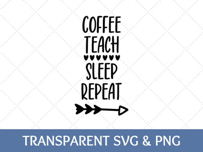 Coffee Sleep Teach Repeat SVG | Teacher PNG SVG Paige Cole Studio 