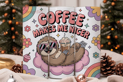 Coffee Sloth 20oz Tumbler Wrap Sublimation DesignSVG 