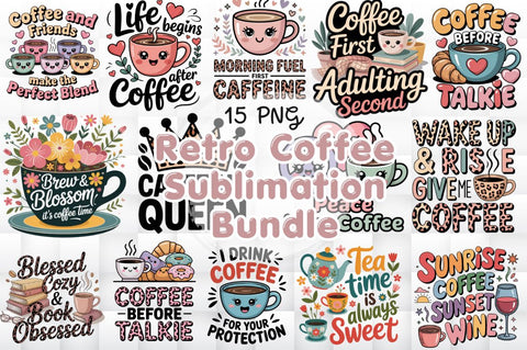 Coffee Sublimation Bundle, Coffee Quotes Sublimation Bundle Sublimation Regulrcrative 