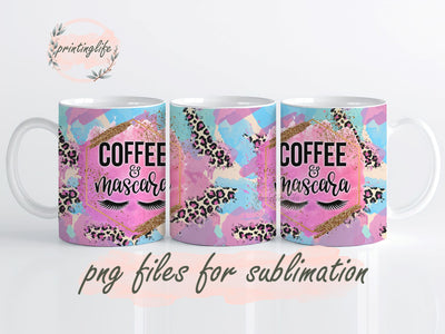 Coffee Sublimation Design Pink Mug Wrap Design, Instant Digital Design Download Mug Wrap Design, Mug Design PNG Sublimation PrintingLife 