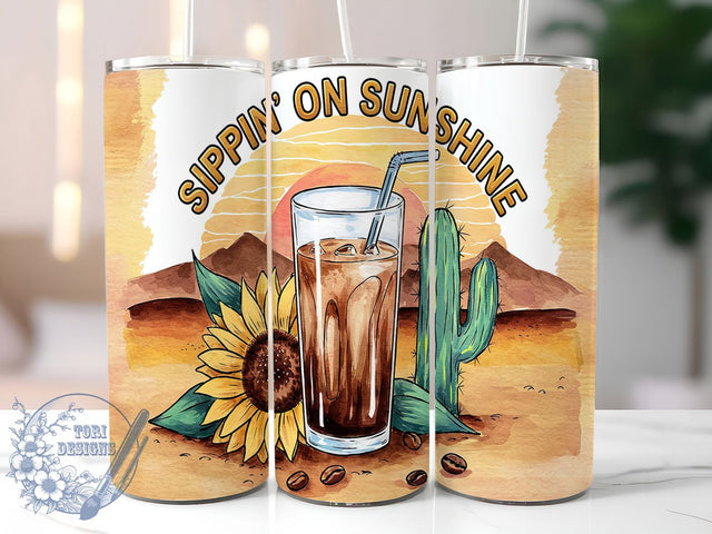 Coffee Sunshine Caffeine Lover Tumbler, Sunshine Tumbler, Caffeine Lover Tumbler, Morning Coffee Tumbler, Summer Vibes Tumbler, 20oz Sublimation Wrap, Coffee Addict Tumbler Sublimation ToriDesigns 