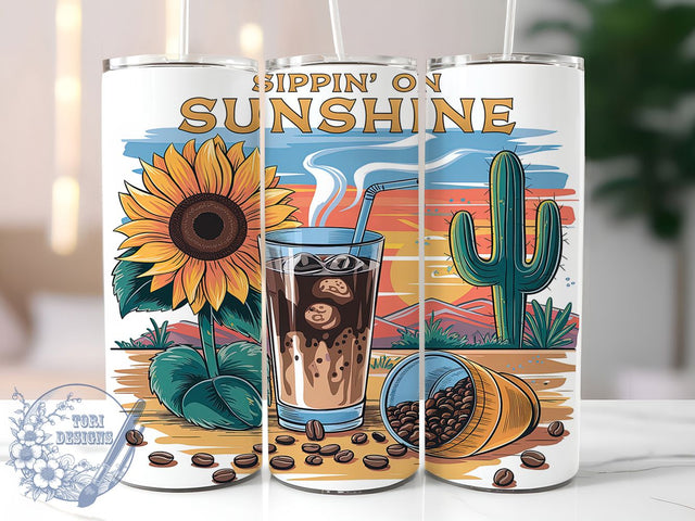 Coffee Sunshine Caffeine Lover Tumbler, Sunshine Tumbler, Caffeine Lover Tumbler, Morning Coffee Tumbler, Summer Vibes Tumbler, 20oz Sublimation Wrap, Coffee Addict Tumbler Sublimation ToriDesigns 