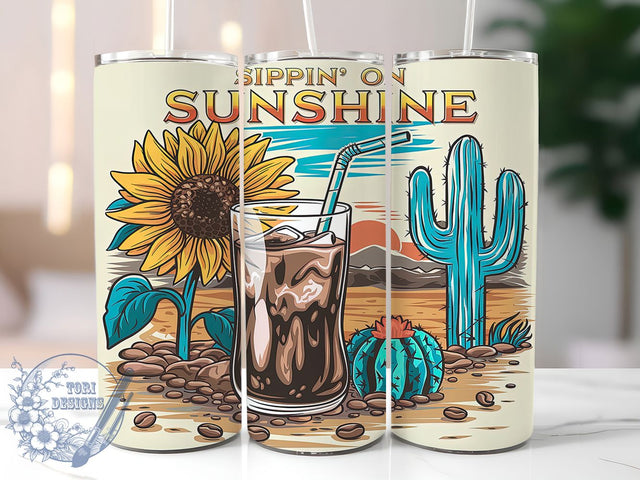 Coffee Sunshine Caffeine Lover Tumbler, Sunshine Tumbler, Caffeine Lover Tumbler, Morning Coffee Tumbler, Summer Vibes Tumbler, 20oz Sublimation Wrap, Coffee Addict Tumbler Sublimation ToriDesigns 