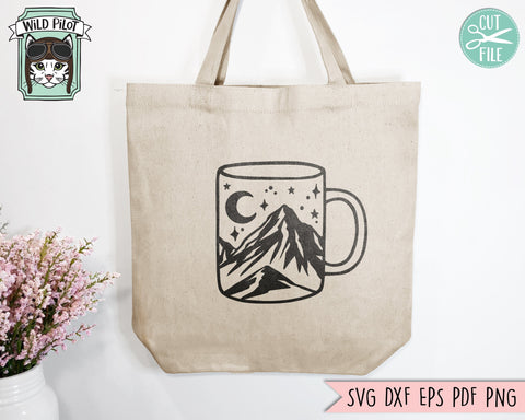 Coffee SVG, Coffee Mug Mountain Scene svg, Coffee Lover svg, Outdoors svg, Coffee and Camping svg, Coffee png, Coffee Cup svg, Teacup svg SVG Wild Pilot 