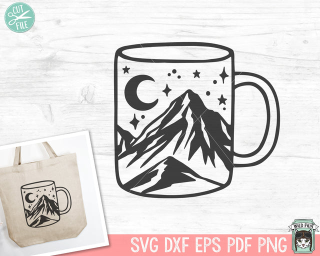 Coffee SVG, Coffee Mug Mountain Scene svg, Coffee Lover svg, Outdoors svg, Coffee and Camping svg, Coffee png, Coffee Cup svg, Teacup svg SVG Wild Pilot 