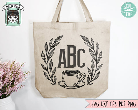 Coffee SVG, Coffee Wreath svg, Coffee Lover SVG, Coffee Cup Laurel svg, Coffee png, Coffee Mug Wreath svg, Tea Cup svg file, Teacup svg SVG Wild Pilot 