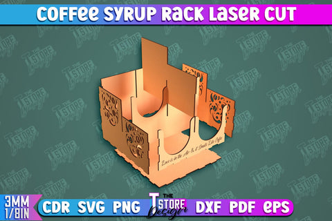 Coffee Syrup Rack Bundle | Desktop Organizer | Coffee Shop Organizer | Tea Bag Dispenser | CNC Files SVG The T Store Design 