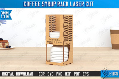 Coffee Syrup Rack | Desktop Organizer | Coffee Shop Organizer | Tea Bag Dispenser | CNC File SVG Fly Design 