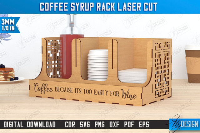 Coffee Syrup Rack | Desktop Organizer | Coffee Shop Organizer | Tea Bag Dispenser | CNC File SVG Fly Design 