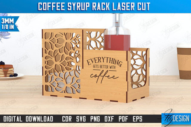 Coffee Syrup Rack | Desktop Organizer | Coffee Shop Organizer | Tea Bag Dispenser | CNC File SVG Fly Design 