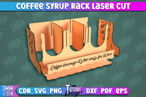 Coffee Syrup Rack | Desktop Organizer | Coffee Shop Organizer | Tea Bag Dispenser | CNC File SVG The T Store Design 
