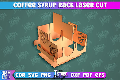 Coffee Syrup Rack | Desktop Organizer | Coffee Shop Organizer | Tea Bag Dispenser | CNC File SVG The T Store Design 