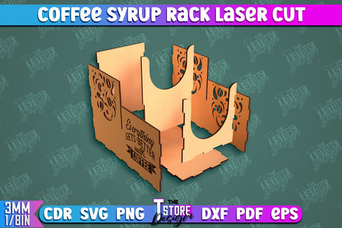 Coffee Syrup Rack | Desktop Organizer | Coffee Shop Organizer | Tea Bag Dispenser | CNC File SVG The T Store Design 