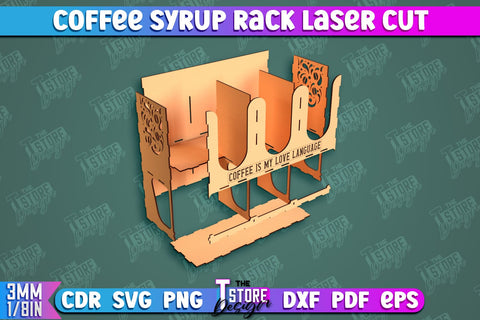 Coffee Syrup Rack | Desktop Organizer | Coffee Shop Organizer | Tea Bag Dispenser | CNC File SVG The T Store Design 