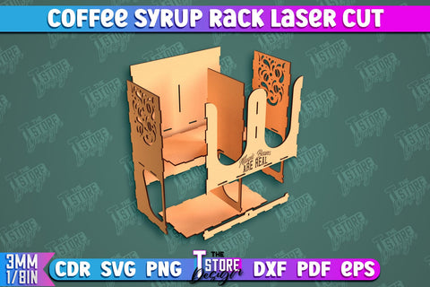 Coffee Syrup Rack | Desktop Organizer | Coffee Shop Organizer | Tea Bag Dispenser | CNC File SVG The T Store Design 