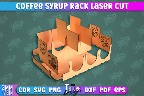 Coffee Syrup Rack | Desktop Organizer | Coffee Shop Organizer | Tea Bag Dispenser | CNC File SVG The T Store Design 