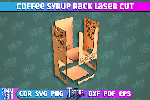 Coffee Syrup Rack | Desktop Organizer | Coffee Shop Organizer | Tea Bag Dispenser | CNC File SVG The T Store Design 