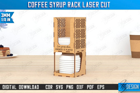 Coffee Syrup Rack Laser Cut Bundle | Desktop Organizer | Coffee Shop Organizer | Tea Bag Dispenser | CNC Files SVG Fly Design 
