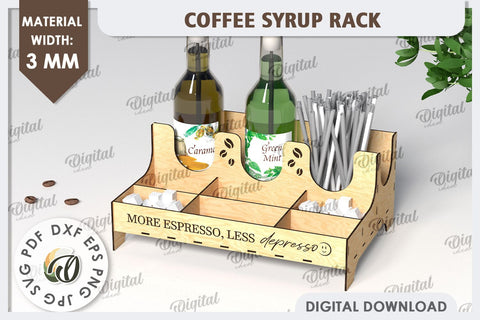 Coffee Syrup Rack Laser Cut Design. Wooden Bottle Holder SVG SVG Evgenyia Guschina 