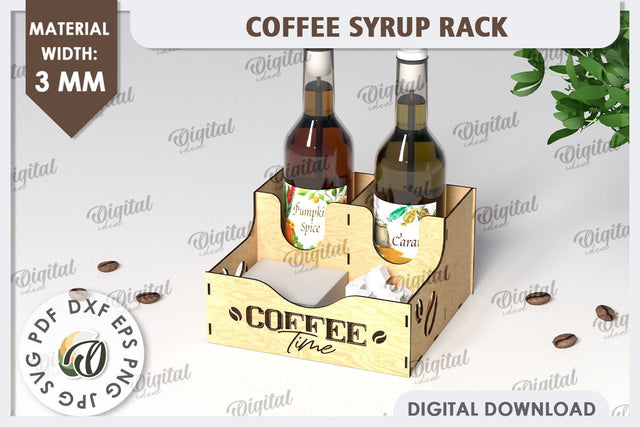 Coffee Syrup Rack Laser Cut Design. Wooden Bottle Holder SVG SVG Evgenyia Guschina 