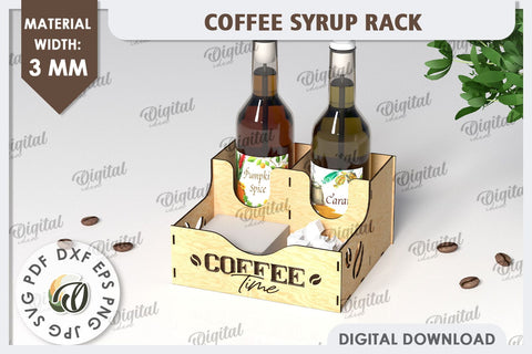 Coffee Syrup Rack Laser Cut Design. Wooden Bottle Holder SVG SVG Evgenyia Guschina 